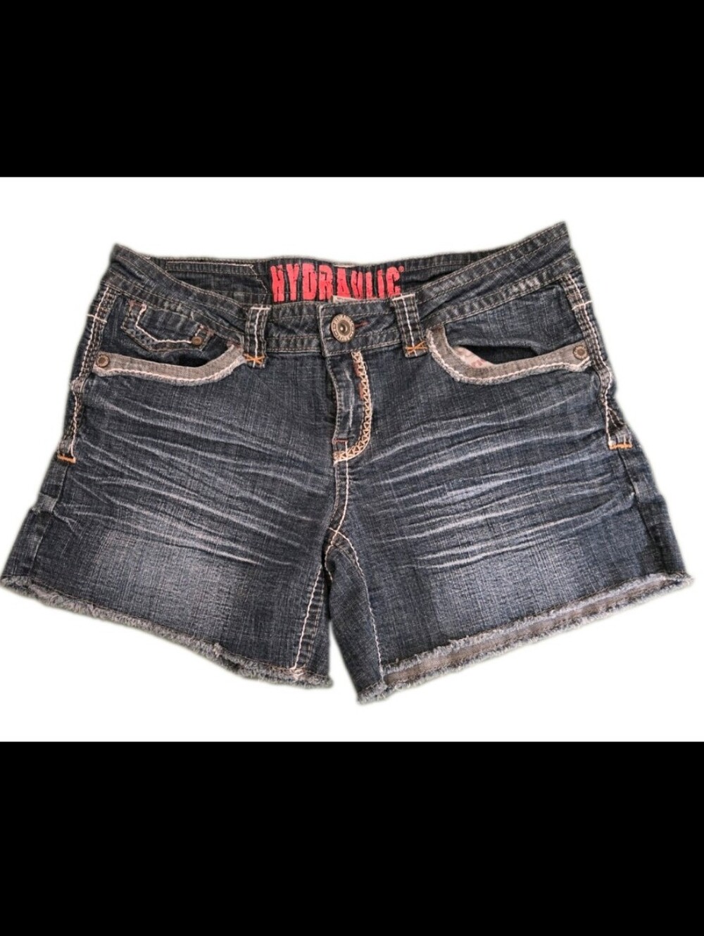 Hydraulic Womens Blue Denim Cut Off Frayed Hem Boyfriend Short Shorts Size 9/10